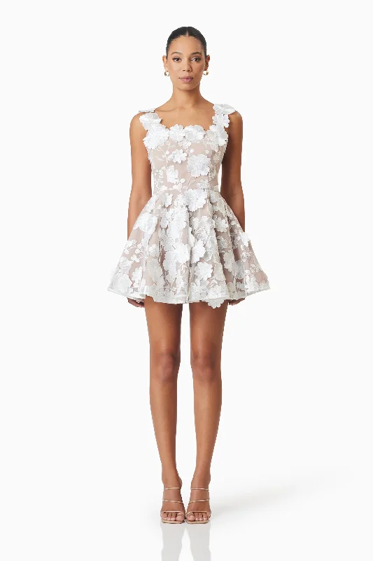 Customer Appreciation Sale Moana Floral Embellished Mini Dress in White