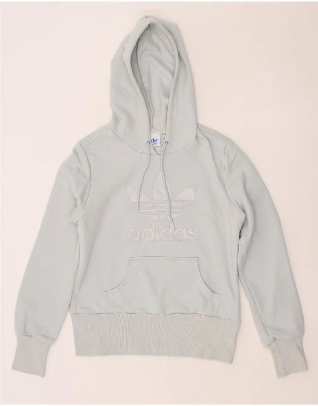 ADIDAS Womens Graphic Hoodie Jumper IT 44 Medium Blue Cotton