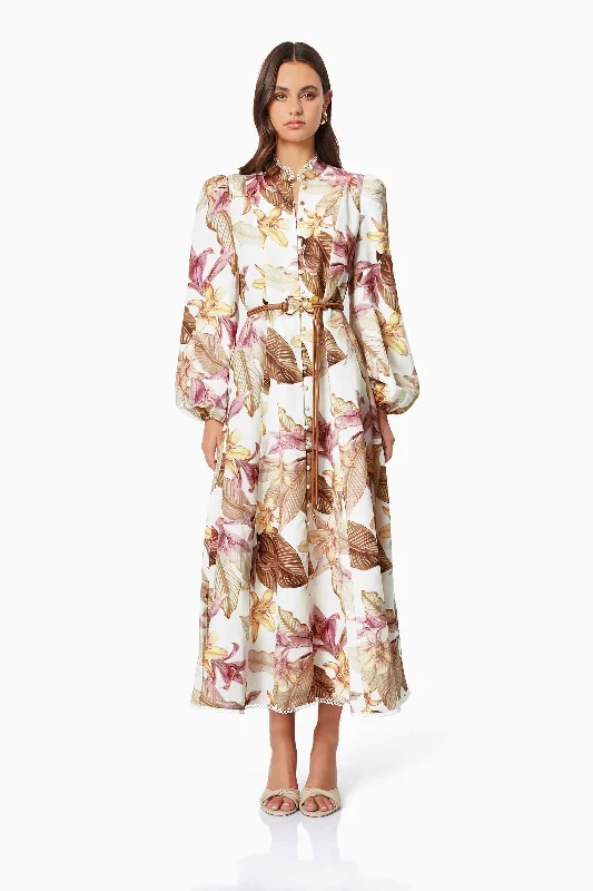Price Fest Meadow Floral Day Dress In White