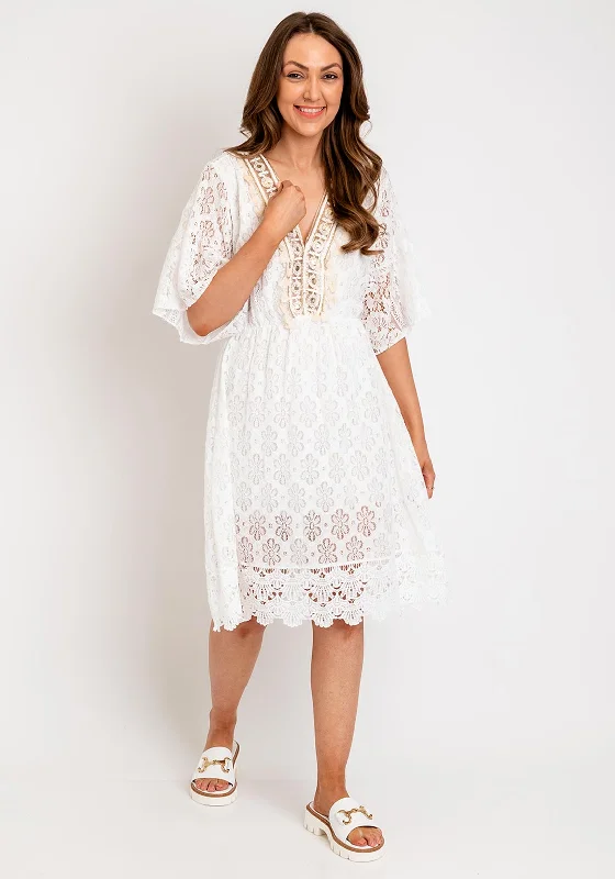 Price Slash Serafina Collection One Size Lace Midi Dress, White