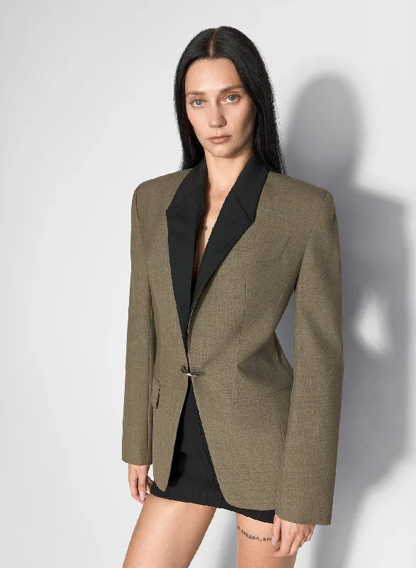 Limited Stock khaki and black pierced tailored jacket