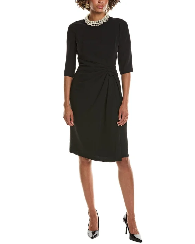 Steals and Deals Teri Jon by Rickie Freeman Stretch Crepe Pearl Midi Dress