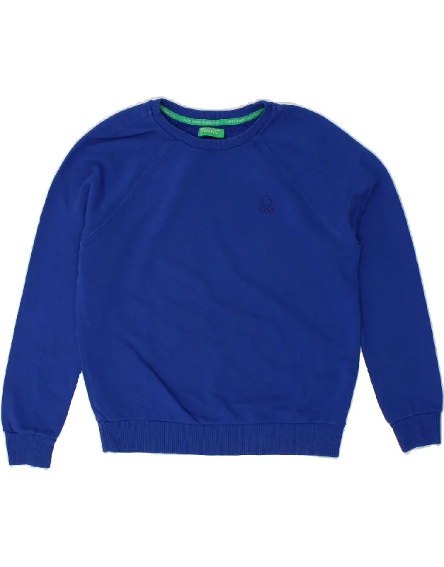 BENETTON Womens Sweatshirt Jumper UK 14 Medium Blue Cotton