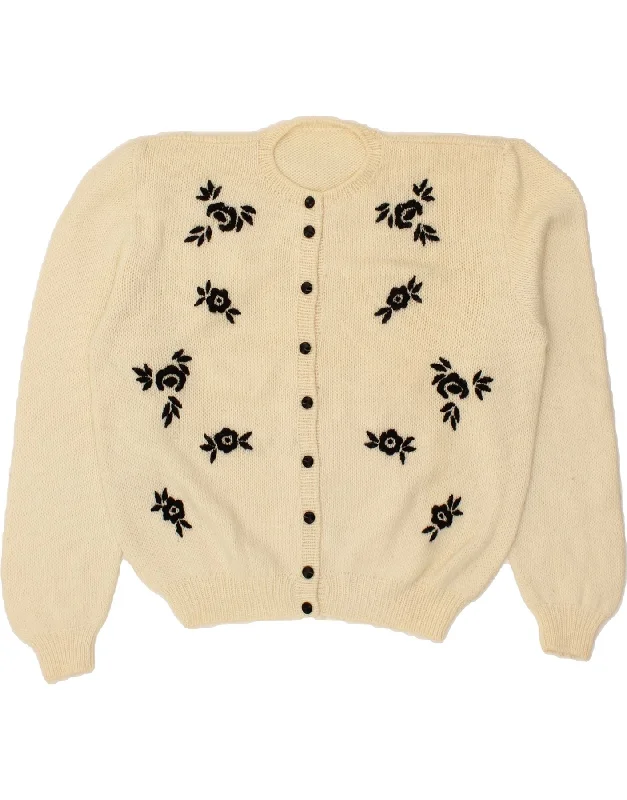 Can't Be Beat VINTAGE Womens Cardigan Sweater UK 16 Large Beige Floral