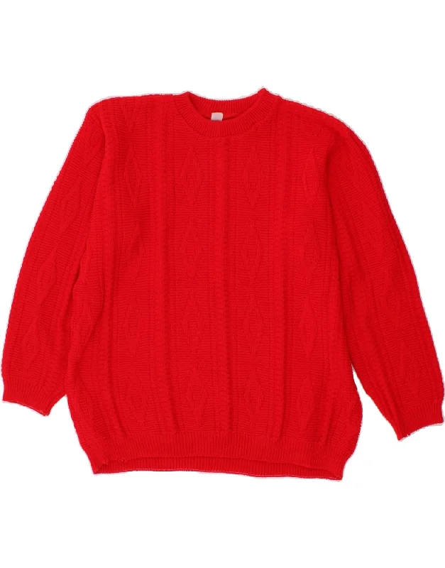 VINTAGE Womens Crew Neck Jumper Sweater UK 16 Large Red