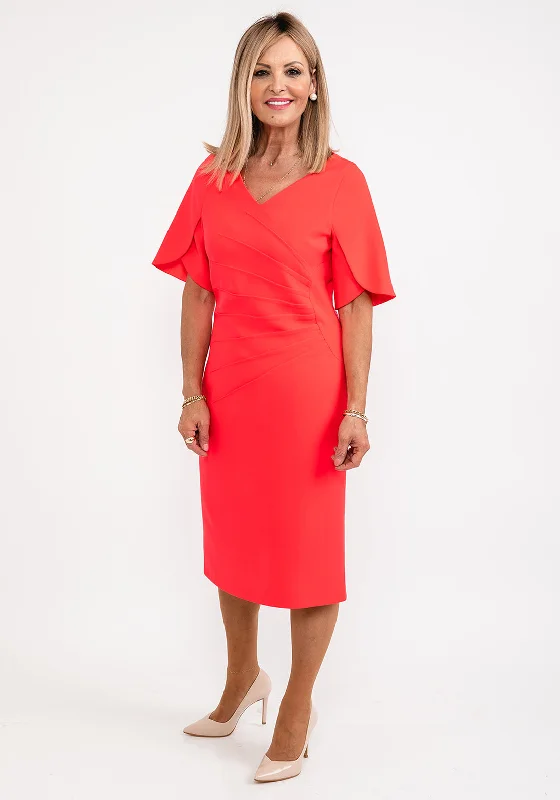 Big Discounts Lizabella Pleated Tulip Sleeves Pencil Dress, Red