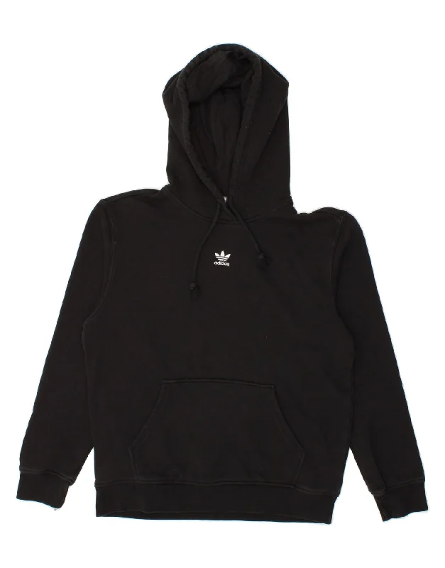 ADIDAS Womens Hoodie Jumper UK 12 Medium Black Cotton