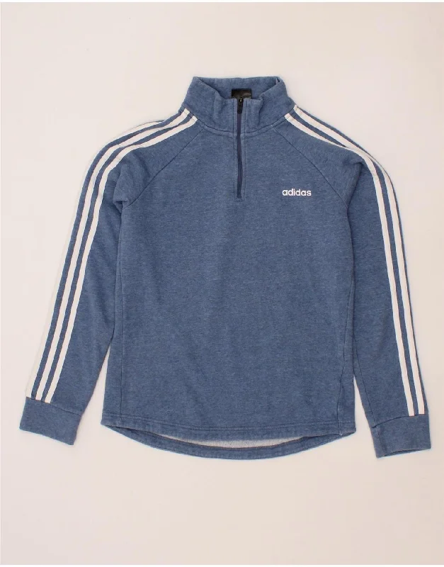 ADIDAS Womens Zip Neck Sweatshirt Jumper UK 4/6 XS Navy Blue Cotton