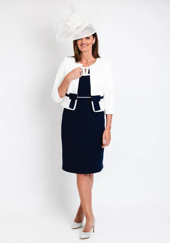 Today's Special Via Veneto Audrey Bolero & Dress Two Piece, Navy & White
