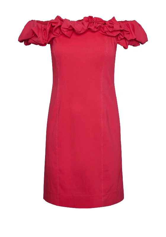 New Arrival Y.A.S Carrie Ruffle Off the Shoulder Mini Dress, Bright Rose