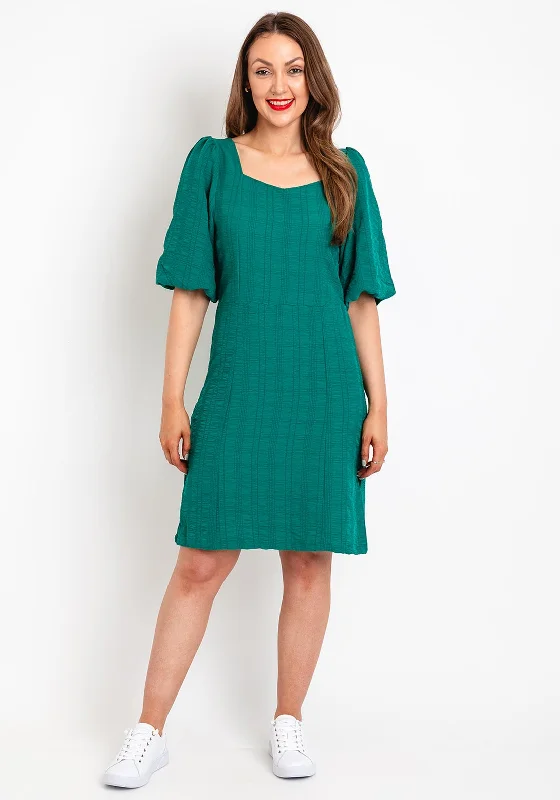 Online Exclusive ICHI Cevino Sweetheart Neckline Textured Mini Dress, Green