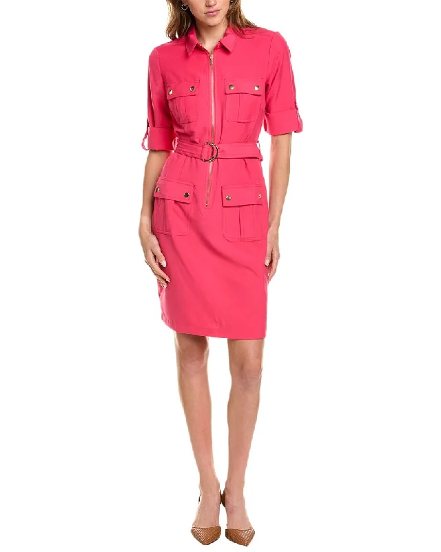 Overstock Sharagano Front Zip Sheath Dress