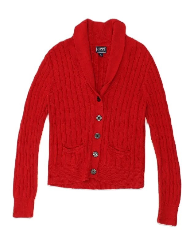 Best Seller CHAPS Womens Cardigan Sweater UK 16 Large Red Cotton