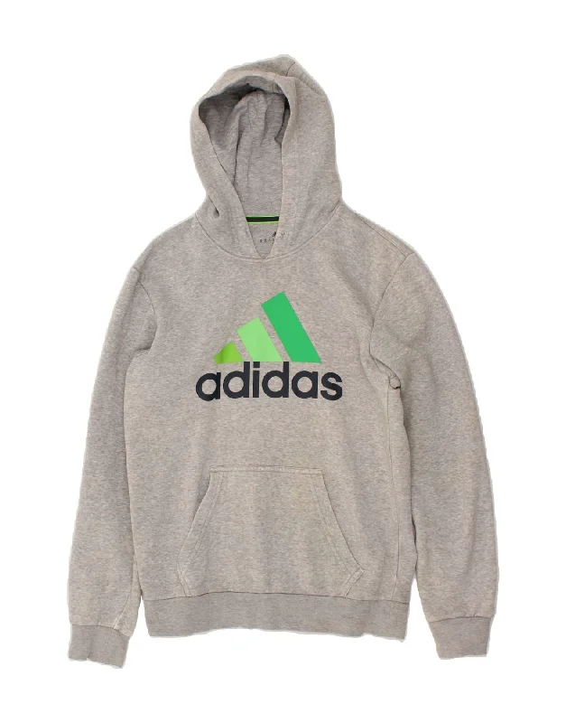 Closeout ADIDAS Womens Oversized Graphic Hoodie Jumper UK 6 XS Grey Cotton