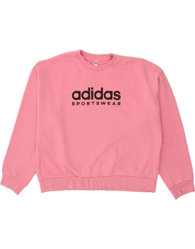 Limited Stock ADIDAS Womens Oversized Graphic Sweatshirt Jumper UK 16/18 Large Pink