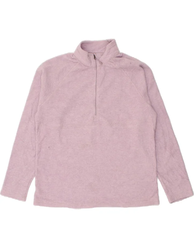 Online Only EDDIE BAUER Womens Zip Neck Fleece Jumper UK 18 XL Pink Polyester