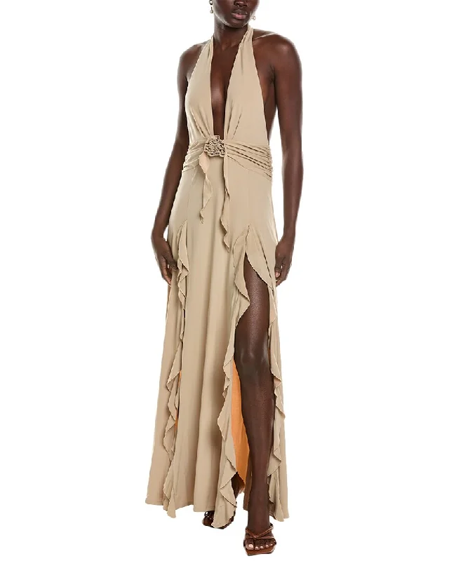 Crazy Savings WeWoreWhat Halter Ruffle Maxi Dress