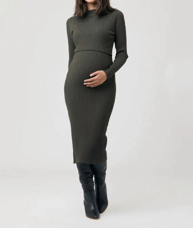 Nella Nursing Knit Dress In Ivy