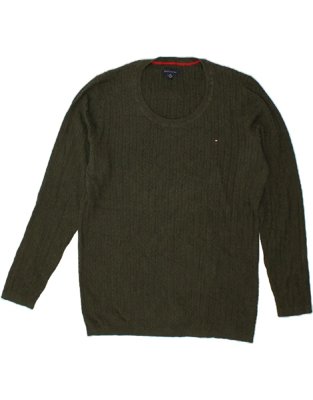 Low Prices TOMMY HILFIGER Womens Boat Neck Jumper Sweater UK 20 2XL Green Cotton