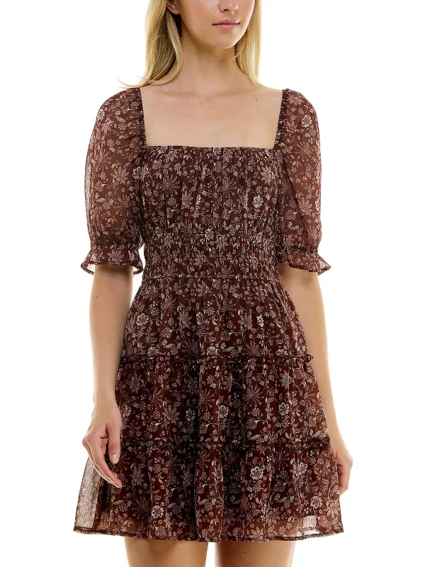 Sale Event Juniors Womens Printed Tiered Mini Dress