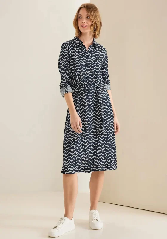 Bonus Savings Street One Button Placket Shirt Midi Dress, Deep Blue