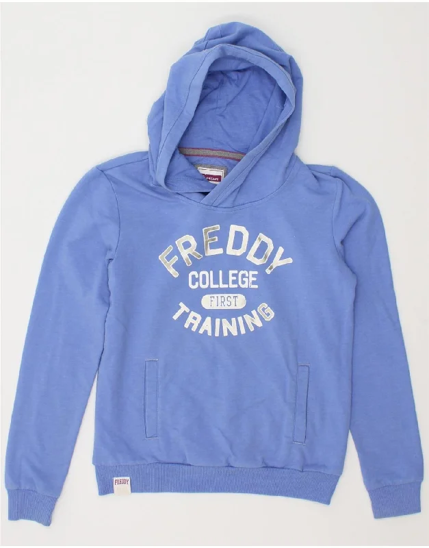 Exclusive Offers FREDDY Womens Graphic Hoodie Jumper UK 14 Medium Blue Cotton