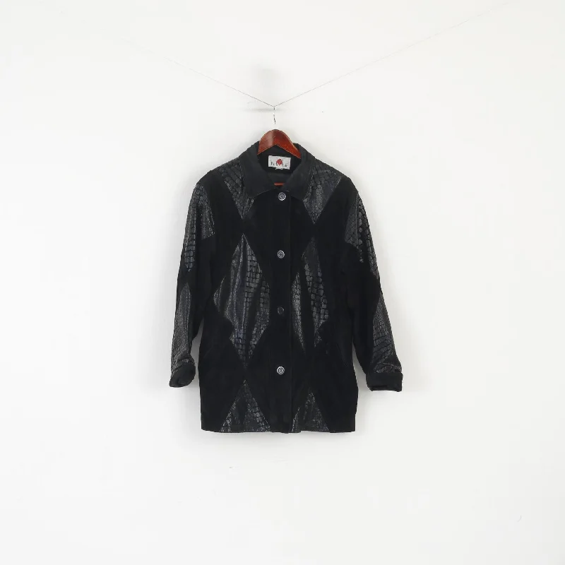 Extra Savings Park Lane Women 14 40 Jacket Black Leather Vintage Snake Shiny Shoulder Pads Top