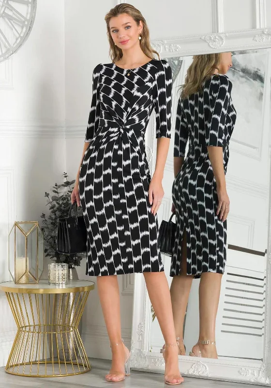 Value Deals Jolie Moi Qyara Twist Waist Geo Print Dress, Black