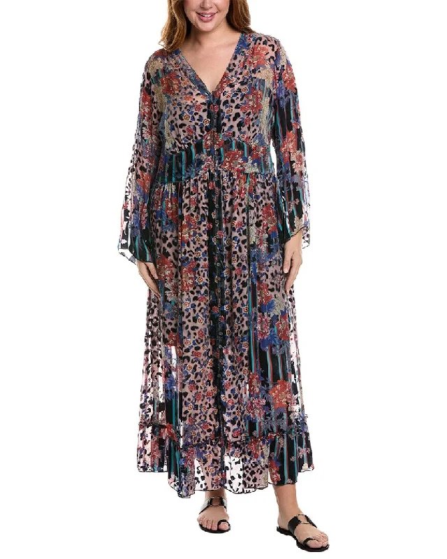 Deal Alert Johnny Was Plus Ontar Beesley Silk-Blend Maxi Dress